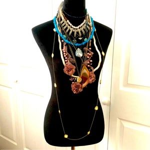 15 Necklaces - Owl Bird, Folks, Flowers, Earthy, Stones, Large, Long, Fabric